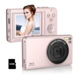 56MP 4K Digital Camera, Compact Point & Shoot with 16x Zoom, Pink, Anti-Shake, 32GB Card - Image 2