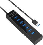 7 Port USB Hub 3.0 for PC Laptop with High Speed Data Transfer, LED Indication, 15cm Cable, Multi Device Connection, Plug Play Usage, Glossy Finish and Lightweight Design (Black) - Image 2