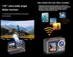 8K Ultra HD 50MP Touch Screen Dual Display Enabled EIS Stabilization Sports & Action Camera WiFi App Controlled for Outdoor, Riding, Diving, Shooting - Image 2