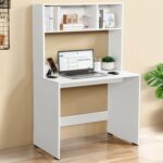 ABOUT SPACE Study Table with Hutch - Computer Table with Storage for PC, Laptop & Writing, Gaming, Drawing DIY Engineered Wood Office Desk for Home (White L 80 x B 45 x H 150 cm) - Image 2