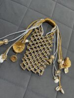 ABTER Stylish Crochet Phone Pouch with Seashell Charms, Silver and Golden, Handwork Designer Protective Case for Women and Girls - Image 2