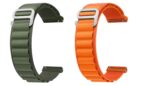 ACM Pack of 2 Watch Strap Nylon Loop 22mm Compatible with Fire-Boltt Supernova Bsw083 (Old 22MM Non-Sliding Model Before Sept 2023) Smartwatch Sports Hook Band (Green/Orange) - Image 2