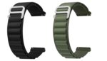 ACM Pack of 2 Watch Strap Nylon Loop 22mm compatible with Boat Wave Call Plus Smartwatch Sports Hook Band (Black/Green) - Image 2
