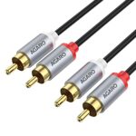 AGARO RCA To RCA PVC Audio Cable, Connects Audio Systems Such As DVD Players, CD Players, TV Set Top Boxes & Home Entertainment Equipments, 2Ms, Grey - Image 2