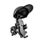 ANARADHAR Phone Holder for Bike & Motorcycle with Sun Visor Cap | Anti-Glare Mobile Mount with Mini Cap | Waterproof 360° Adjustable Handlebar Cell Phone Clamp for Scooter & Motorbike (Black) - Image 2
