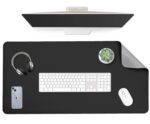 AROPANA Vegan Leather Desk Mat | Large Reversible Mouse Pad & Computer Table Protector | Dual-Side Waterproof Extended Laptop Pad with Edge-Stitched Design (90x45cm, Black and Grey) - Image 2