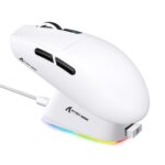 ATTACK SHARK G3PRO Wireless Gaming Mouse with RGB Charging Dock,2.4G/USB-C Wired/BT PAW3311 Optical Sensor 1K Polling Rate Adjustable 25K DPI,500mAh Battery Ultra Lightweight 59g Mice (White) - Image 2