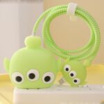AUGEN Cartoon 3D Design Protective Case for 20W iPhone USB-C Power Adapter Charger, Cute Cartoon Lightning Data Cable Case for iPhone Charger (Alien, Pack of 1) - Image 2