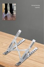Adjustable Laptop Stand, Aluminum Foldable Computer Riser, 10-15.6 Inch, Ergonomic Design with Storage Bag, Silver - Image 2