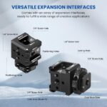 Aluminium Alloy Triple Cold Shoe Extension Cube | 1/4" Screw Mount Multi-Interface Adapter for Camera, DSLR, Action Camera, Microphone, LED Light & Accessories - Image 2