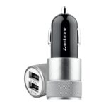 Ambrane 12W Fast Car Charger, Dual USB Output, Multi-Layer Protection, Fast Charging, Compatible with All Cars, Without Cable for All Mobiles & Other USB Enabled Devices (ACC74, Black & Silver) - Image 2