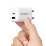 Ambrane 45W Dual Port GaN Charger, USB & Type C Port with QC & PD Technology Compatible with MacBook & Type-C Laptop Charging, iPhone, iPad, Samsung, Redmi, Mi, Oneplus, Oppo, Vivo (Charge 45, White) - Image 2