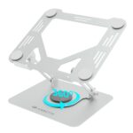 Amkette Ergo Hi-Rise V2 Laptop Stand 360 Rotation, Made with Premium Carbon Steel, Supports Up to 5kg Laptop, with Anti-Slip EVA Pads, Adjustable Height Laptop Stand Metal (Up to 27cm) - Image 2