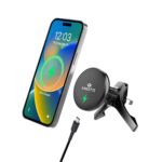 Amkette iGrip Car Wireless Charger with Ultra Stable Air Vent, Hook & Clamp Design, 15W MagSafe Compatible, Magnetic Mobile Holder for Car | MagSafe Ring for Wireless Charging Smartphones - Image 2