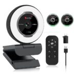 Angetube Streaming Webcam with Microphone: 1080P 60FPS USB Web Cam with Ring Light and Remote Control - HD Web Camera with 5X Digital Zoom Built in Privacy Cover,for PC|Computer|Laptop|Mac|Desktop - Image 2