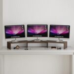 BLUEWUD Festvi Triple Monitor Stand & Computer PC Screen Height Riser Gaming Desk for Table Home & Office for Living Room Home Furniture (Wenge) - Image 2