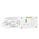 Bitcorp Electric Extension Board 6A to 16A Converter 1 Socket 1 Switch, 16A 2500W Surge Protected Power Strip 3 Meter Cord for Office, Home, Fridge, Cooler, Gadgets, AC, EV Charging (White) 220V - Image 2