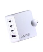 BlueRigger 100W 4-Port GaN Charger PD QC3.0 QC4.0 PPS Fast Charging Compact Adapter for All MacBook Series and laptops with USB C Charging Port (White) - Image 2