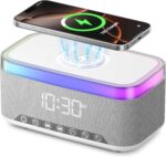 Bluetooth Speaker Alarm Clock with 15W Wireless Charging, RGB Night Light, White Noise Sound Machine, FM Radio, 10W Speaker, Bedside Smart Clock - Image 2