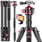 CAMBOFOTO 80“ DSLR-Camera-Tripod, Photography 360 Ball Head Professional Aluminum Tripod & Monopod with Carry Bag Compatible with Canon Nikon Binoculars Laser Telescope (Weight 3.35 Lbs, 15Lbs Load) - Image 2