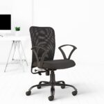 CELLBELL© Calisto C83 Mesh Mid-Back Ergonomic Office Chair/Revolving Computer Chair for Work from Home/Study, Metal Base, Backrest Adjustable [Black] - Image 2