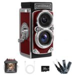 CHUZHAO Mini Retro Digital Camera - Vintage TLR Style Point and Shoot Auto Focus Vlogging Camera, Compact & Portable, 16GB Card Included, Ideal for Beginners, Teens, Adults Red - Image 2