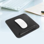 CLADD INTERNATIONAL Vegan Leather Mouse Pad Wrist Rest Ergonomic Mousepad Stitched Edge | Cushion Foam Support & Pain Relief | Suitable for Gaming Computer Laptop Home & Office Non-Slip Hard Black - Image 2