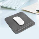 CLADD INTERNATIONAL Vegan Leather Mousepad with Wrist Rest Ergonomic | Cushion Foam Support & Pain Relief | Mouse Pad Stitched Edge | Home Computer | Office Laptop | Non-Slip Hard Base | Grey - Image 2