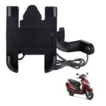 CNC Bike Mount Holder for Navigation 360 Degree Rotating Handlebar Metal Body Cradle Stand Fits for All Smartphones (CNC Metal Holder with USB Charger) for Honda Activa 125 (Pack of 1Pcs) - Image 2