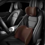 Car Lumbar Support Pillow and Car Neck Pillow Kit,Ergonomic Car Seat Headrest & Lumbar Cushion with Adjustable Strap for Neck Back Pain Relief, for Office Chair/Truck (Brown) - Image 2