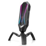 Cosmic Byte Odyssey USB Gaming Cardioid Condensor Microphone with RGB Effects and Touch Button (Black/Silver) - Image 2
