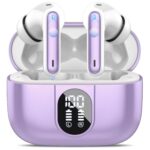 Csasan Wireless Earbuds, 2023 Bluetooth 5.3 Headphones HiFi Stereo, 40H Playtime, Bluetooth Earbuds with ENC Noise Cancelling Mic, IP7 Waterproof Wireless Earphones LED Display, Touch Control, Purple - Image 2