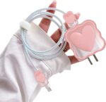 Cute 3D Design Protective Case Compatible with Apple 18W - 20W USB-C Power Adapter Charger, Protective Cover for iPhone 18W & 20W Power Adapter Charger with Wire Saver. (Pink Heart) - Image 2