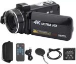 Digital 4K Video Camera Camcorder, 30MP with 16X Zoom, 3.0-Inch IPS Touch Screen, Wi-Fi, Night Vision, 32GB Storage, Remote Control for YouTube Vlogging, Black - Image 2