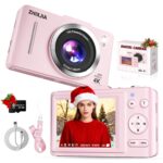 Digital Camera, Autofocus 4K Vlogging Camera for Photography with 64GB Card, Full HD 4K Point and Shoot Camera Portable Compact and Shoot Digital Camera for 16X Zoom, Anti-Shake, for Beginners, Pink - Image 2