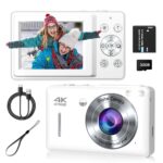 Digital Camera, FHD 1080P & 44MP, 16X Zoom, Face Detect, Smile Capture, Anti Shake, Compact Point and Shoot Camera, White - Image 2