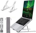 Digitrends Adjustable Aluminum Laptop Stand for Desk, Foldable & Portable Laptop Riser with 6 Height Levels, Ergonomic Stand for MacBook, Laptops, Tablets (Silver) - Image 2