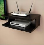 Dime Store Engineered Wood Set Top Box Stand TV Stand WiFi Router Rack Wall Shelf for Living Room Stylish Hanging Rack Organizer Shelf Furniture (Black) - Image 2