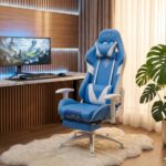 Dr Luxur® Leeroy Ergonomic Gaming Chair for Office Work at Home with Neck & Lumbar Pillow with Full 180 Recliner Back & Footrest, 2-D Armrest with Metallic Wheelbase and Multi Lock (Leeroy) - Image 2