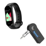 Drumstone Combo C1193 - Stay Fit and Connected M4 Band Bluetooth Health Smart Wrist Band with Portable 3.5mm Bluetooth Receiver and Hands-Free Car Kit for Ultimate Convenience - Image 2