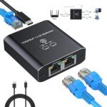Ethernet Splitter 1 to 2 1000Mbps High Speed Either Network Splitter Internet Cable Splitter 1 in 2 Out Gigabit Dual LAN RJ45 Port Router Switch Work for Cat 5/5e/6/7/8 Cable (RT-1000-Mbps-SM) - Image 2