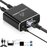 Ethernet Splitter, Gigabit RJ45 Ethernet Splitter 1 to 2 High Speed,1000Mbps Network Switch with USB Power Cable, CAT 5/6/7/8 Network Cable Simultaneously Connecting Two Devices(Black) - Image 2
