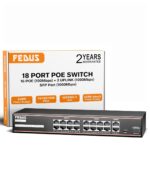 FEDUS NextSwitch-16000UG 18 Port PoE Switch, 16 PoE Ports (10/100Mbps) + 2 Gigabit Uplink +1 SFP Gigabit Port, 240W Power Budget, IEEE 802.3af/at, 250m Extend Mode, VLAN, 6KV Surge, Unmanaged CCTV NVR - Image 2