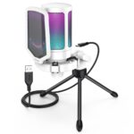 FIFINE AmpliGame A6V USB Microphone, PC Gaming Recording Desktop Laptop Mic, RGB Streaming Podcasting Condenser Mic for Online Game, Vocal, with Mute Button, Gain Knob, Tripod Stand- White - Image 2