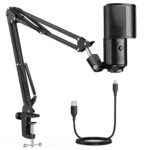 FIFINE T669 Pro USB Podcast Microphone, PC Computer Condenser Microphone Plug & Play Mic Kit with Boom Arm Stand, 16MM Large Diaphragm, Mute Button for Recording Singing Streaming YouTube Gaming - Image 2