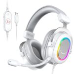 FIFINE USB Gaming Headset, PC Headphones Wired with Microphone for Computer/Laptop, Over-Ear RGB Headset with 7.1 Surround Sound, Noise Cancellation for Streaming Video Game- AmpliGame H6 (White) - Image 2