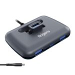 FINGERS NextGen-CCU3.0 Compact 4-Port USB Hub (3 x USB 3.0 + 1 x Type-C, 5 Gbps High-Speed Data Transfer, Plug & Play, Universal Compatibility) – Dark Silver - Image 2