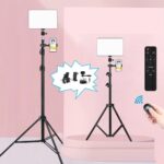 FKU [2024-2025] Photography LED Lighting Panel Light Remote Control with 7 Feet Tripod Stand, Super Clamp & Collar Mic for Live Stream Video Photo Lamp - Image 2