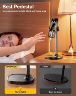 FKU D01 Long Overhead Aluminum Phone Stand - Adjustable, Foldable for All Smartphones Phone Black (D01 Desktop Stand) - Image 2