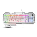 FRONTECH KB-0013P Wired Gaming Keyboard | 104 Keys with Rainbow Backlight | 19 Anti-Ghosting Keys | USB Plug & Play | 1.5m Braided Cable | White-Grey | Compatible with Windows 11/10/8/7 - Image 2